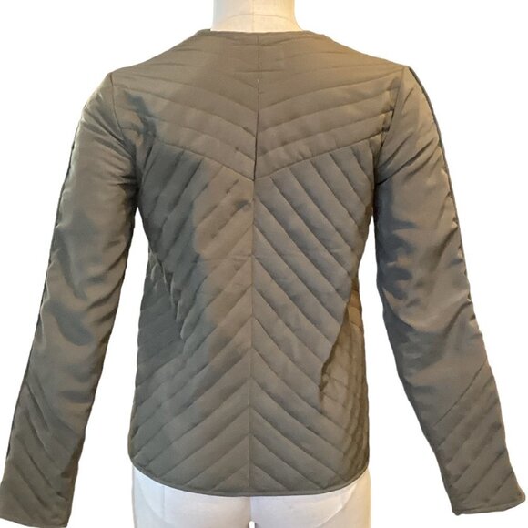 Lucky Brand Lightweight Full Zip Quilted Crop Jacket 2 Pocket Sz XS Green 198B - Picture 6 of 10